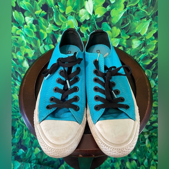 Vibrant Dark Aqua Converse Low Top Sneakers, Mens 5 Womens 7 - Picture 3 of 8